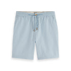 Blue Fave Cotton And Linen Twill Bermuda