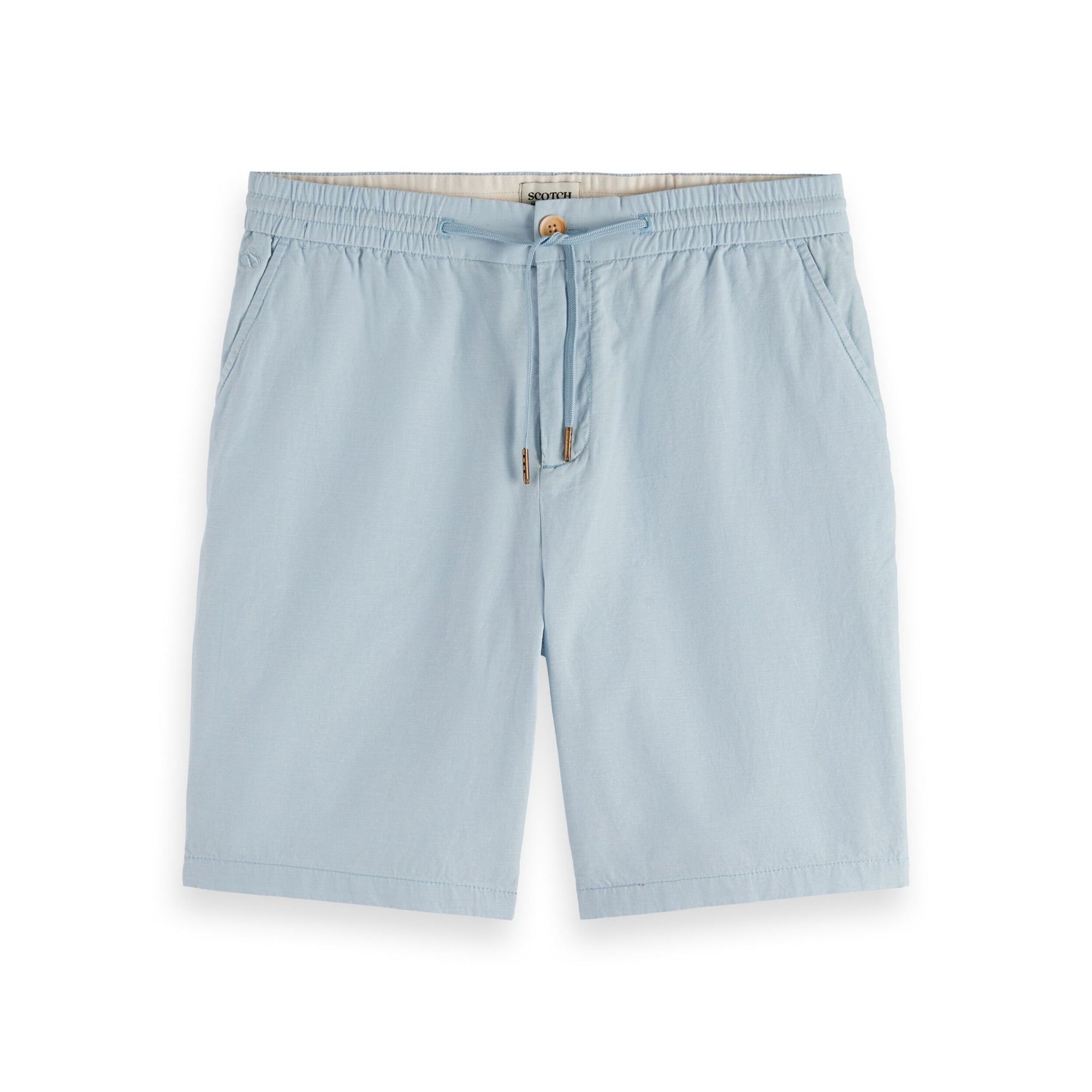 Blue Fave Cotton And Linen Twill Bermuda