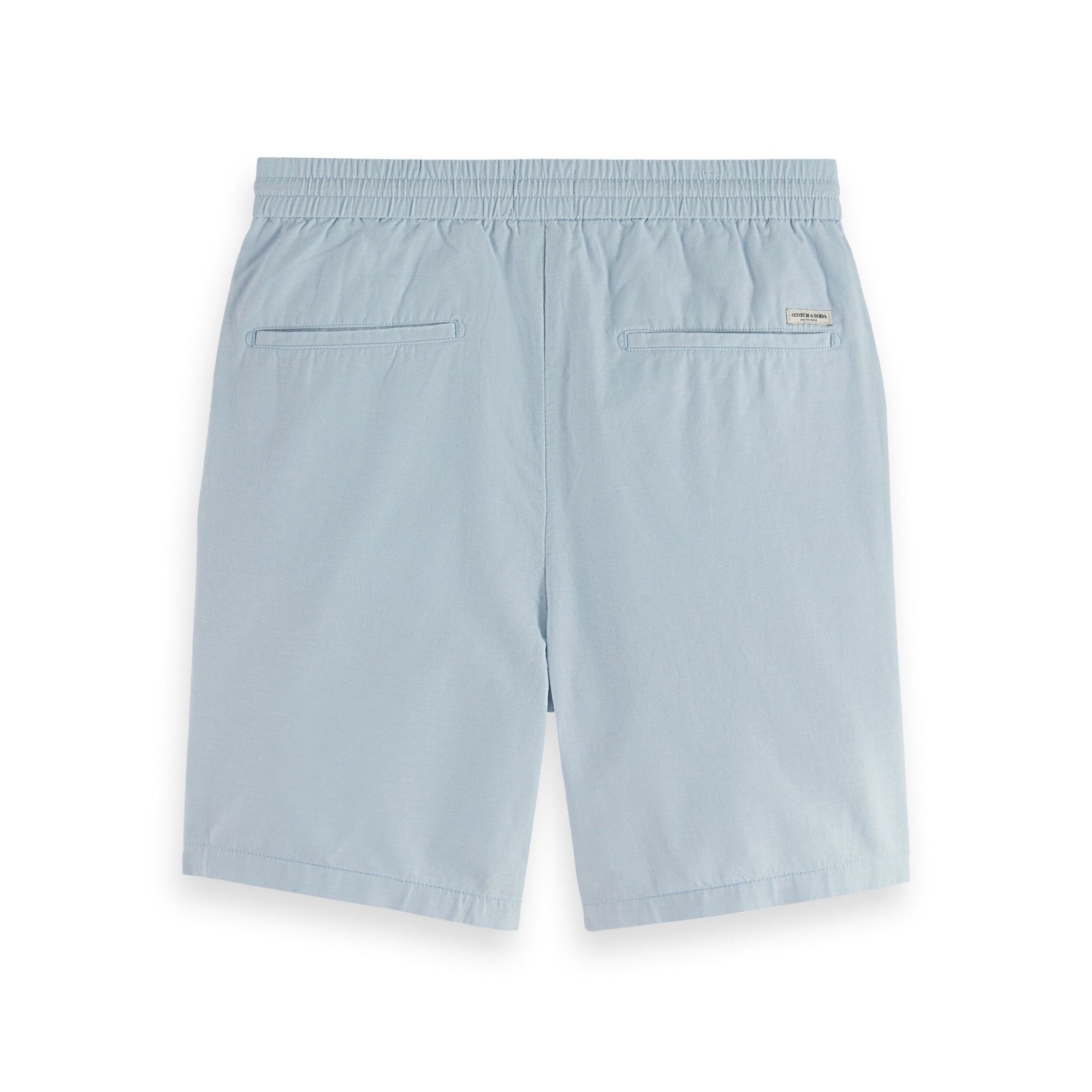 Blue Fave Cotton And Linen Twill Bermuda