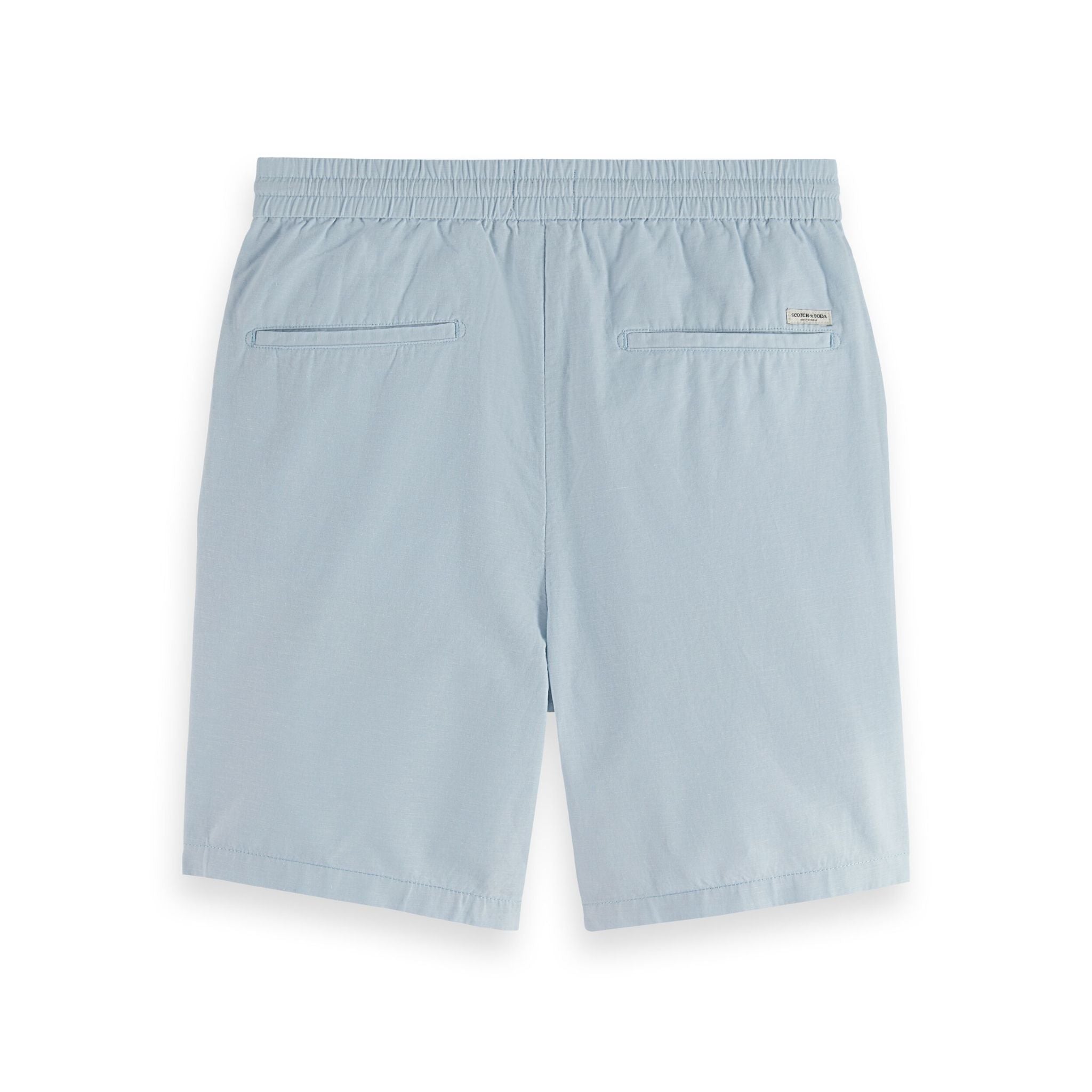 Blue Fave Cotton And Linen Twill Bermuda