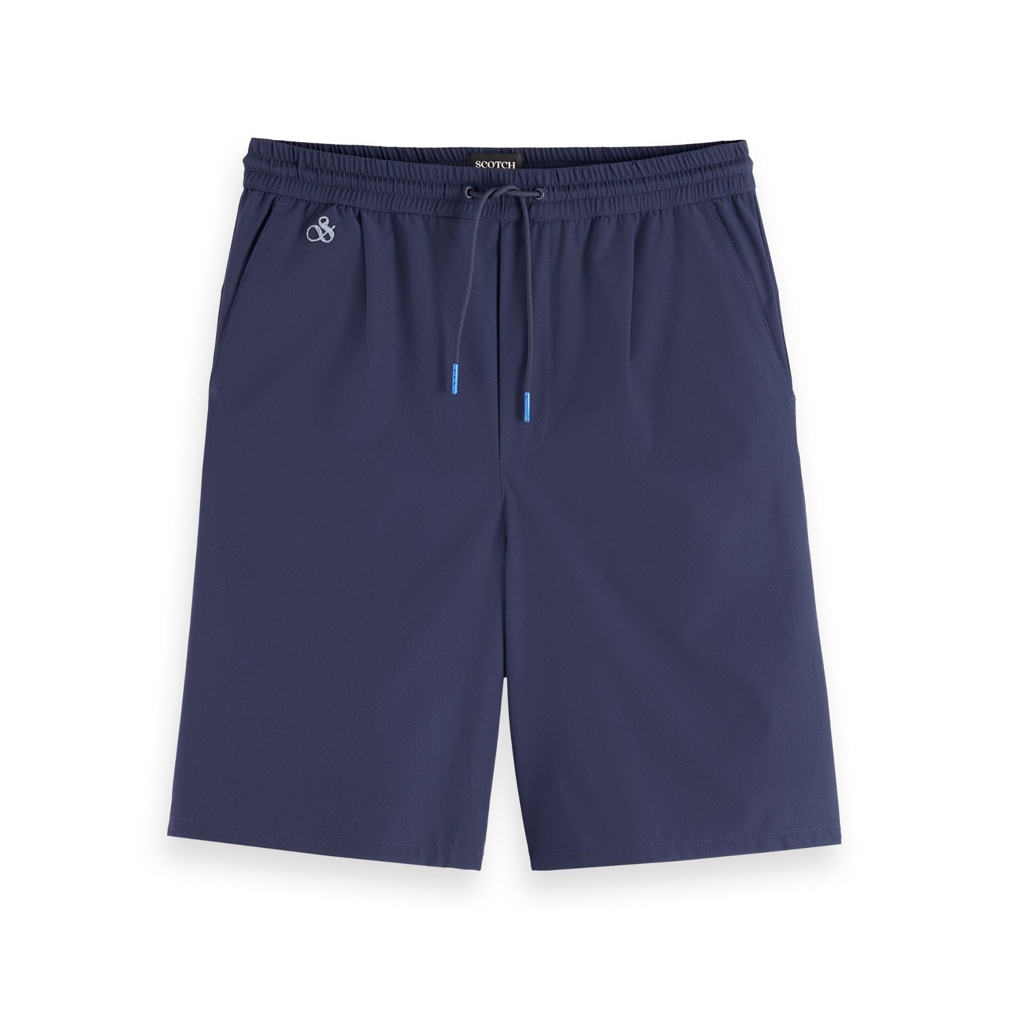 Navy Stretch Nylon-Blend Loose Fit Bermuda Short
