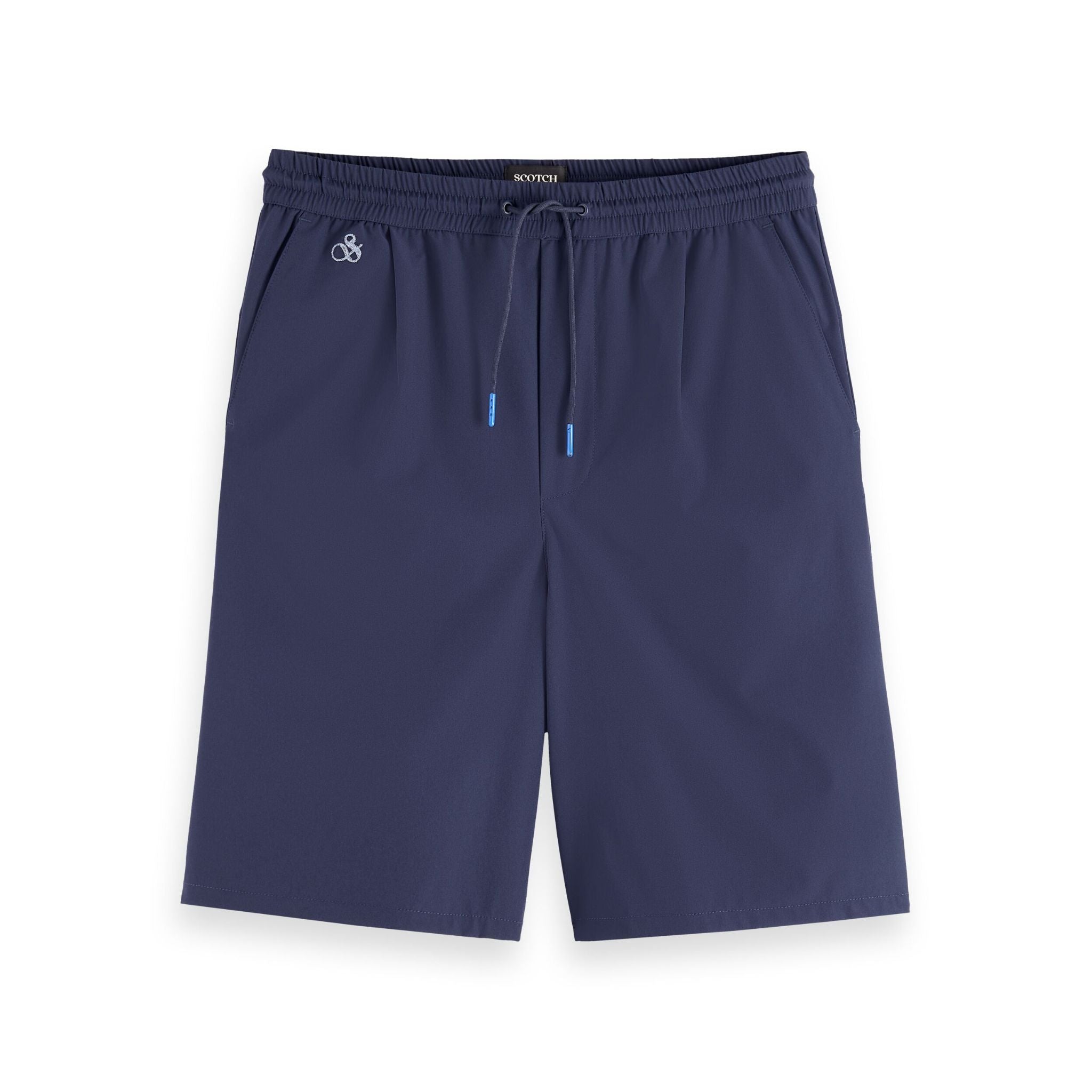 Navy Stretch Nylon-Blend Loose Fit Bermuda Short