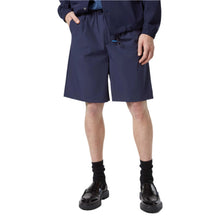 Navy Stretch Nylon-Blend Loose Fit Bermuda Short