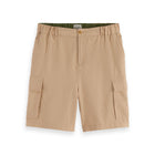 Beige Cotton-Linen Relaxed Fit Cargo Short