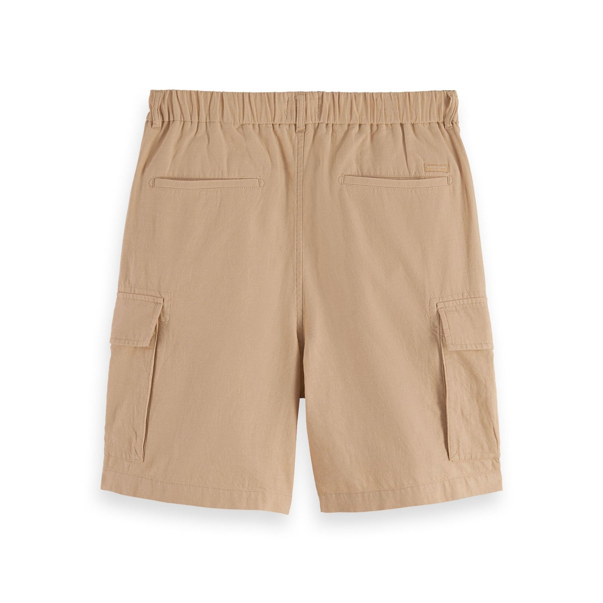 Beige Cotton-Linen Relaxed Fit Cargo Short