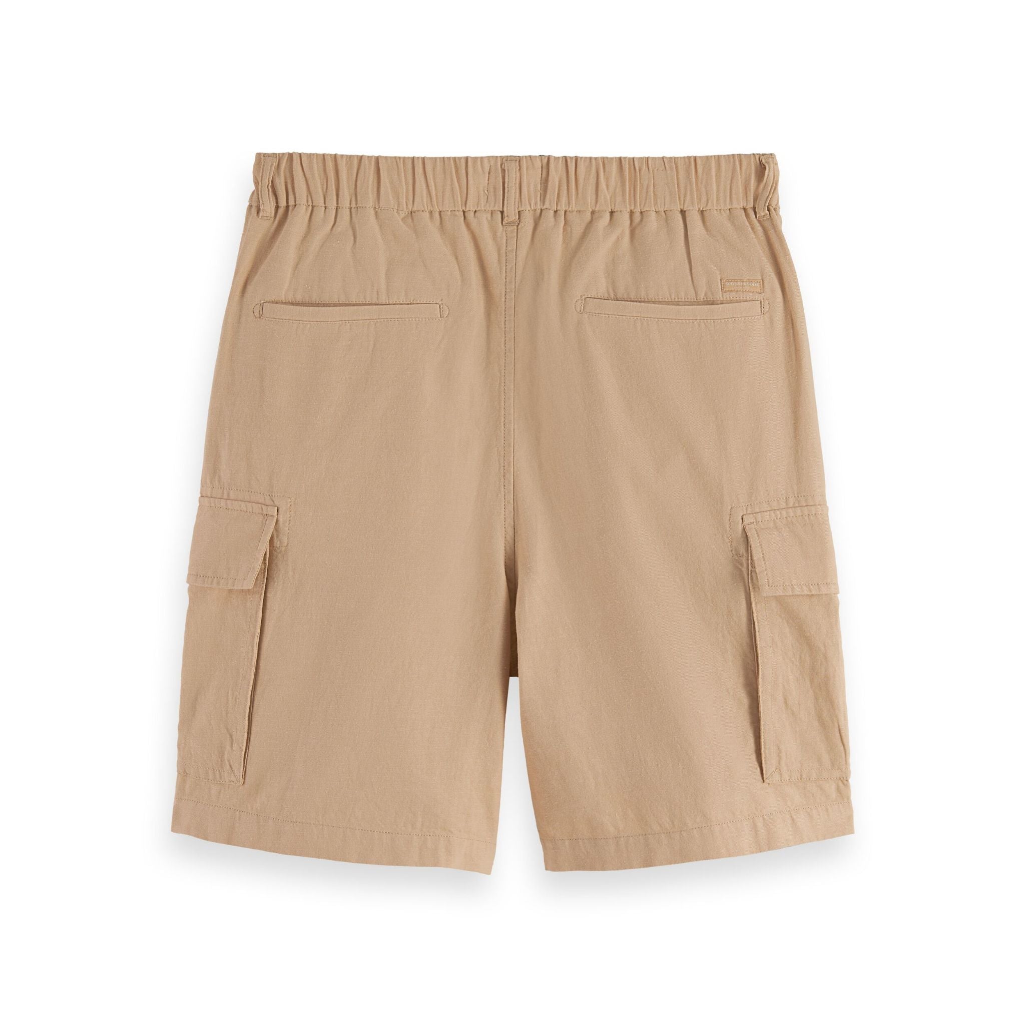 Beige Cotton-Linen Relaxed Fit Cargo Short