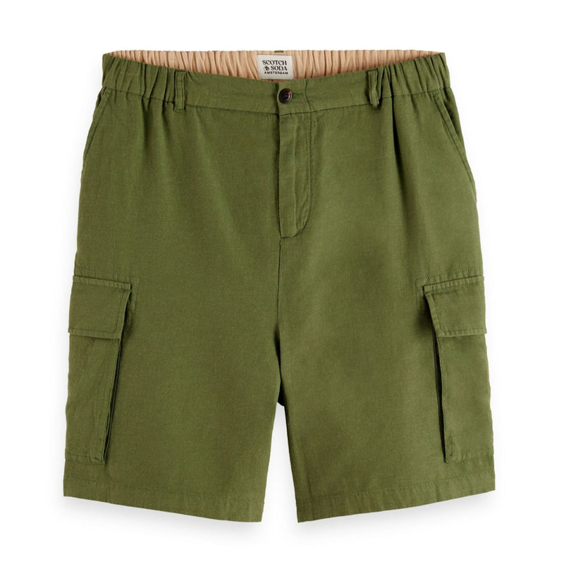 Army Cotton-Linen Relaxed Fit Cargo Short
