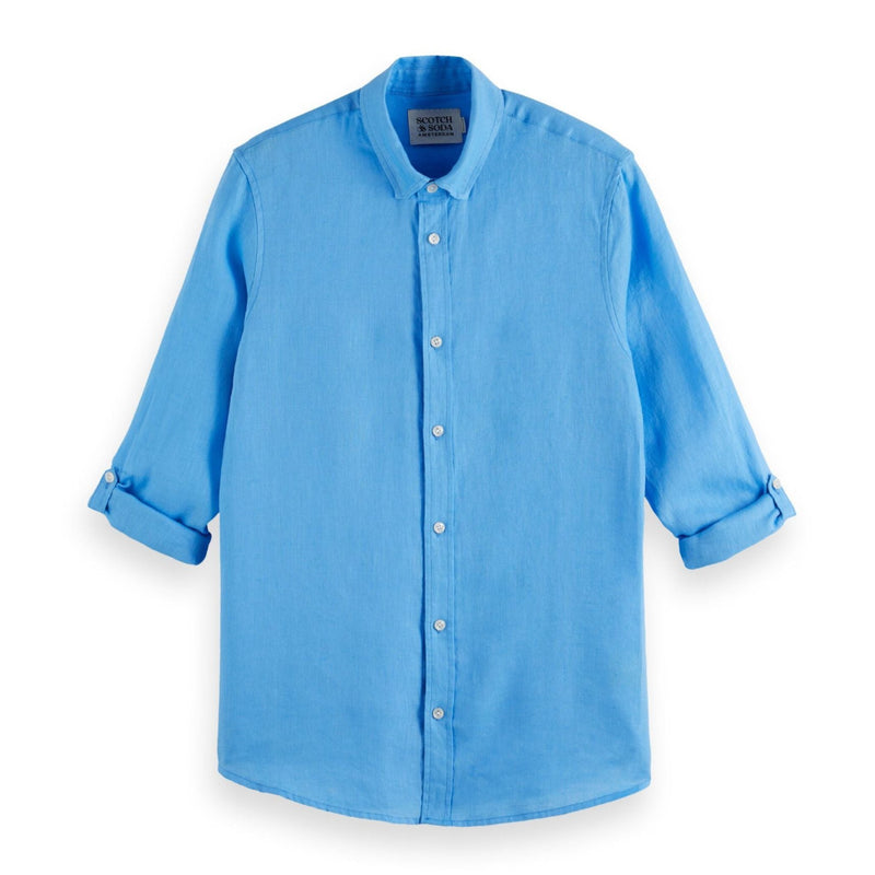 Blue Regular Fit Linen Shirt