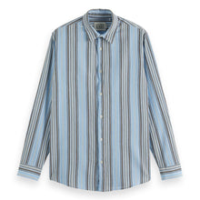 Beige Crinkled-Stripe Regular Fit Shirt