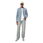 Beige Crinkled-Stripe Regular Fit Shirt