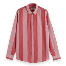 Red Crinkled-Stripe Regular Fit Shirt