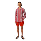 Red Crinkled-Stripe Regular Fit Shirt