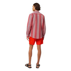 Red Crinkled-Stripe Regular Fit Shirt