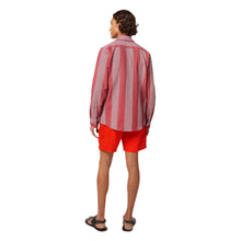 Red Crinkled-Stripe Regular Fit Shirt