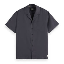 Black Short-Sleeved Regular Fit Sateen Shirt