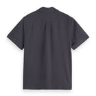 Black Short-Sleeved Regular Fit Sateen Shirt