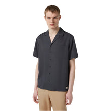 Black Short-Sleeved Regular Fit Sateen Shirt