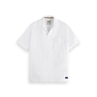 White Short-Sleeved Relaxed-Fit Linen Blend Shirt