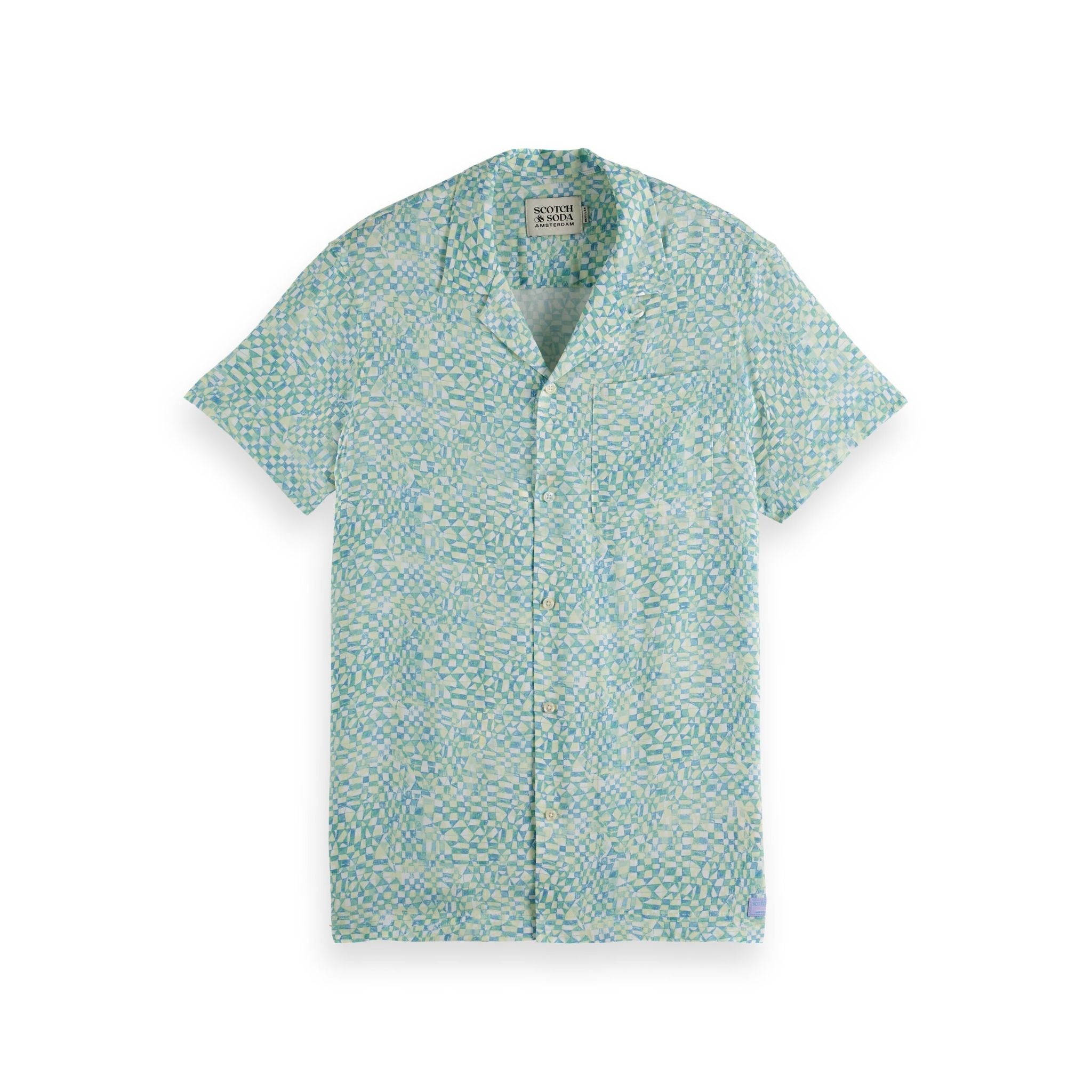 Green Aop Short-Sleeved Regular Fit Viscose Shirt