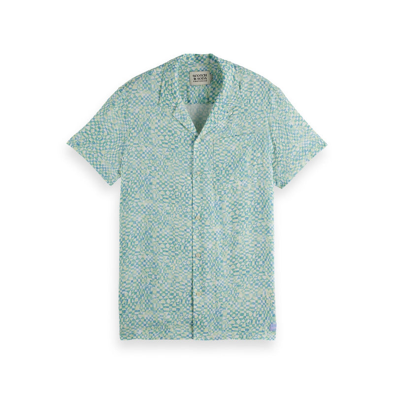 Green Aop Short-Sleeved Regular Fit Viscose Shirt