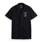 Black Short-Sleeved Regular Fit Towelling Shirt