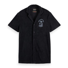 Black Short-Sleeved Regular Fit Towelling Shirt