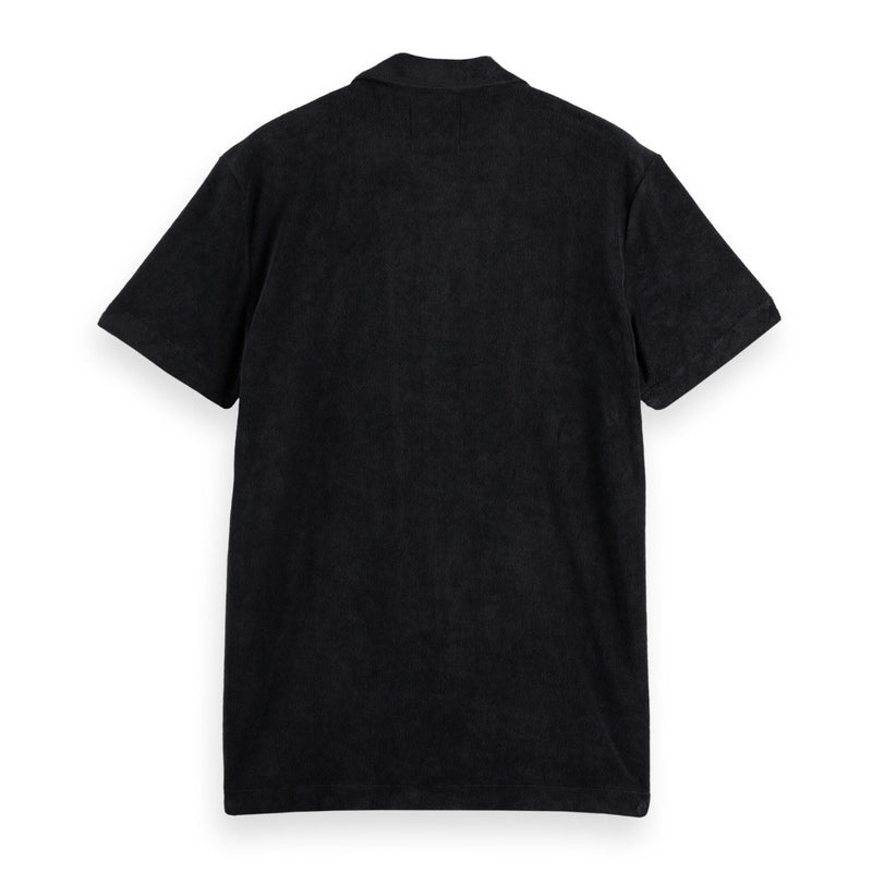 Black Short-Sleeved Regular Fit Towelling Shirt
