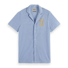 Blue Short-Sleeved Regular Fit Towelling Shirt