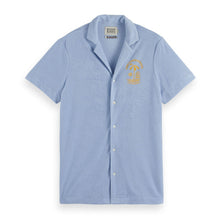 Blue Short-Sleeved Regular Fit Towelling Shirt