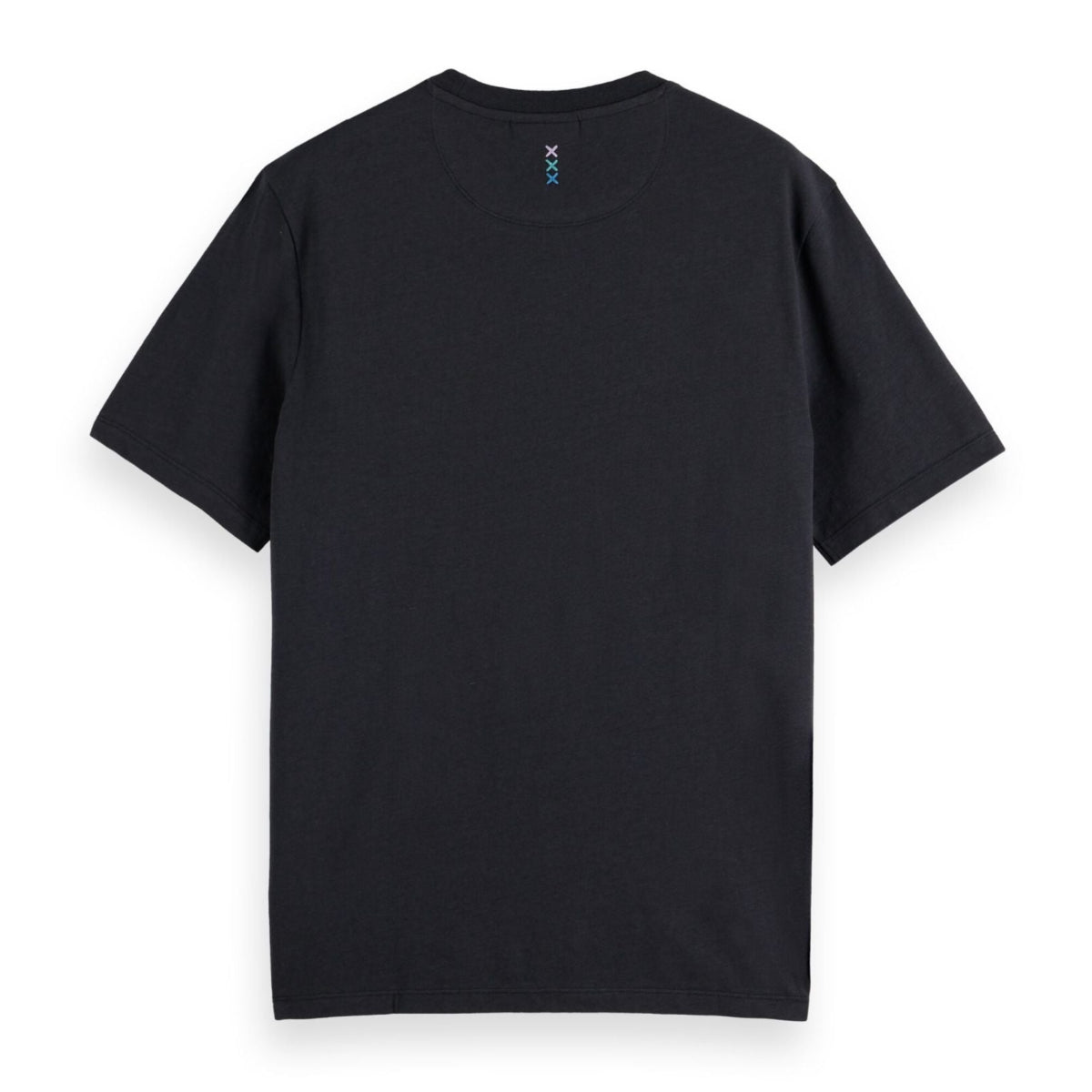 Black Regular Fit 3 Crosses Cotton-Linen T-Shirt