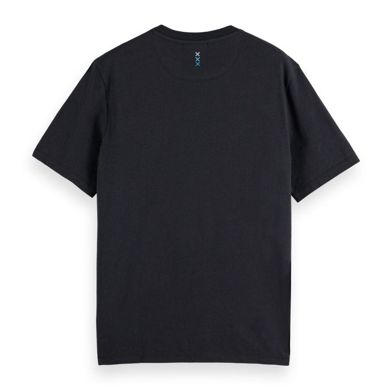 Black Regular Fit 3 Crosses Cotton-Linen T-Shirt