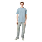 Blue Regular Fit 3 Crosses Cotton-Linen T-Shirt