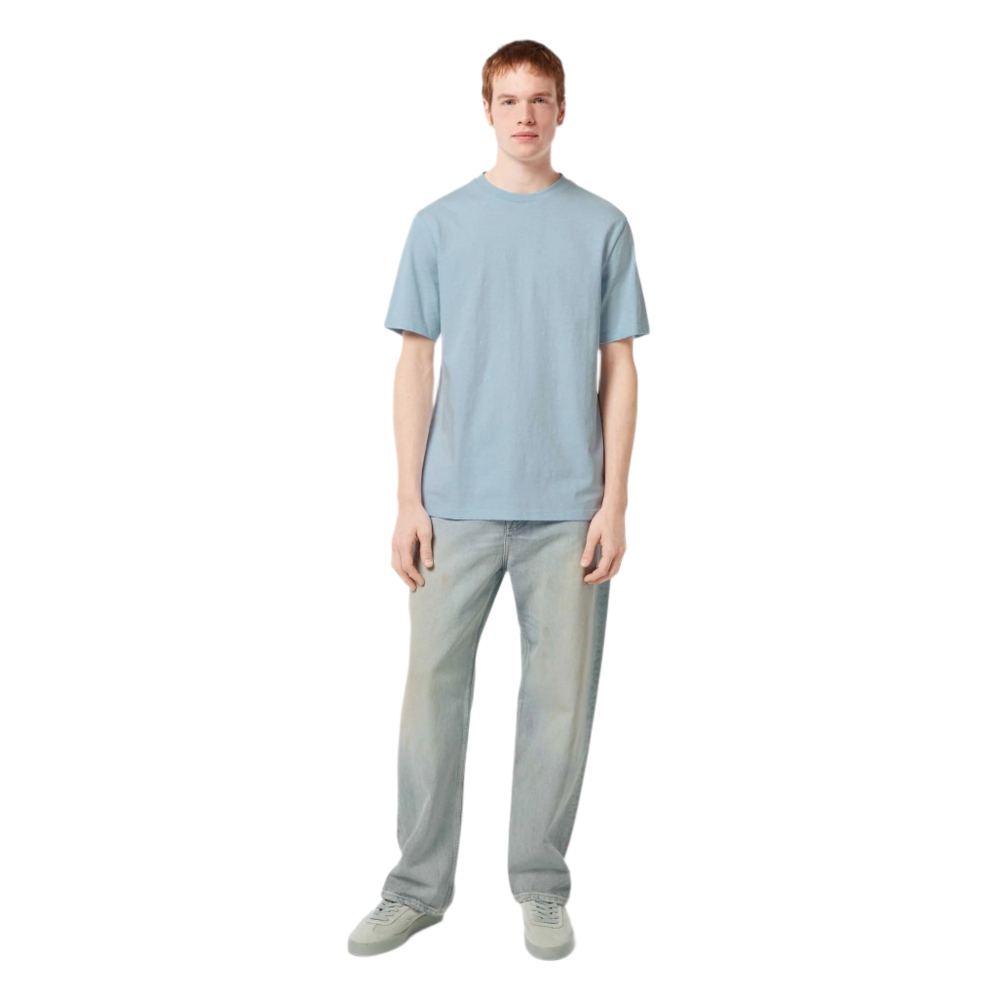 Blue Regular Fit 3 Crosses Cotton-Linen T-Shirt