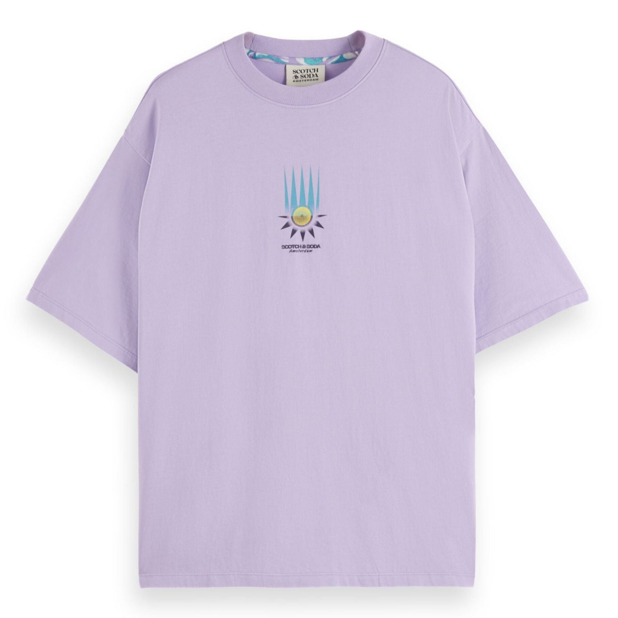 Lavender Loose Fit Front Chest Artwork T-Shirt