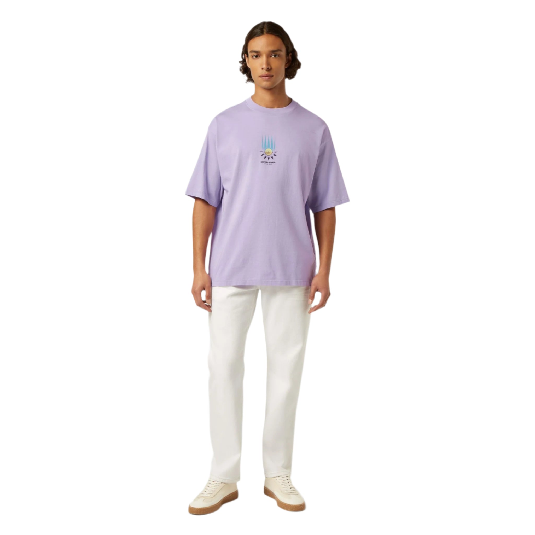 Lavender Loose Fit Front Chest Artwork T-Shirt