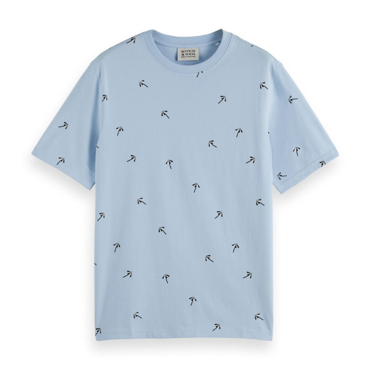 Blue Regular Fit Micro Aop T-Shirt