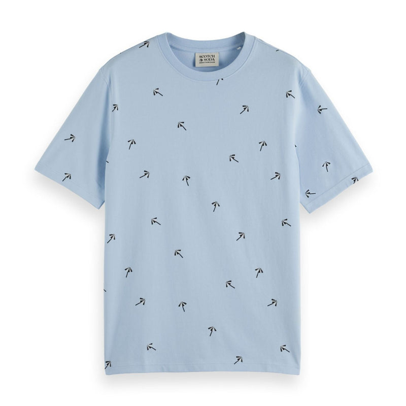 Blue Regular Fit Micro Aop T-Shirt
