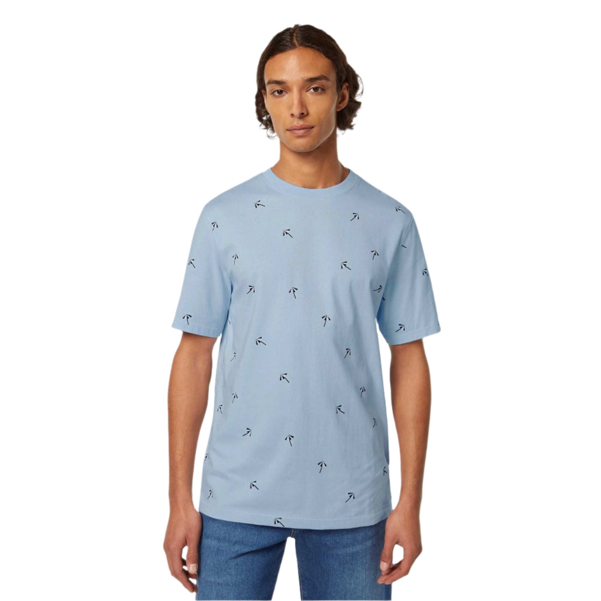 Blue Regular Fit Micro Aop T-Shirt