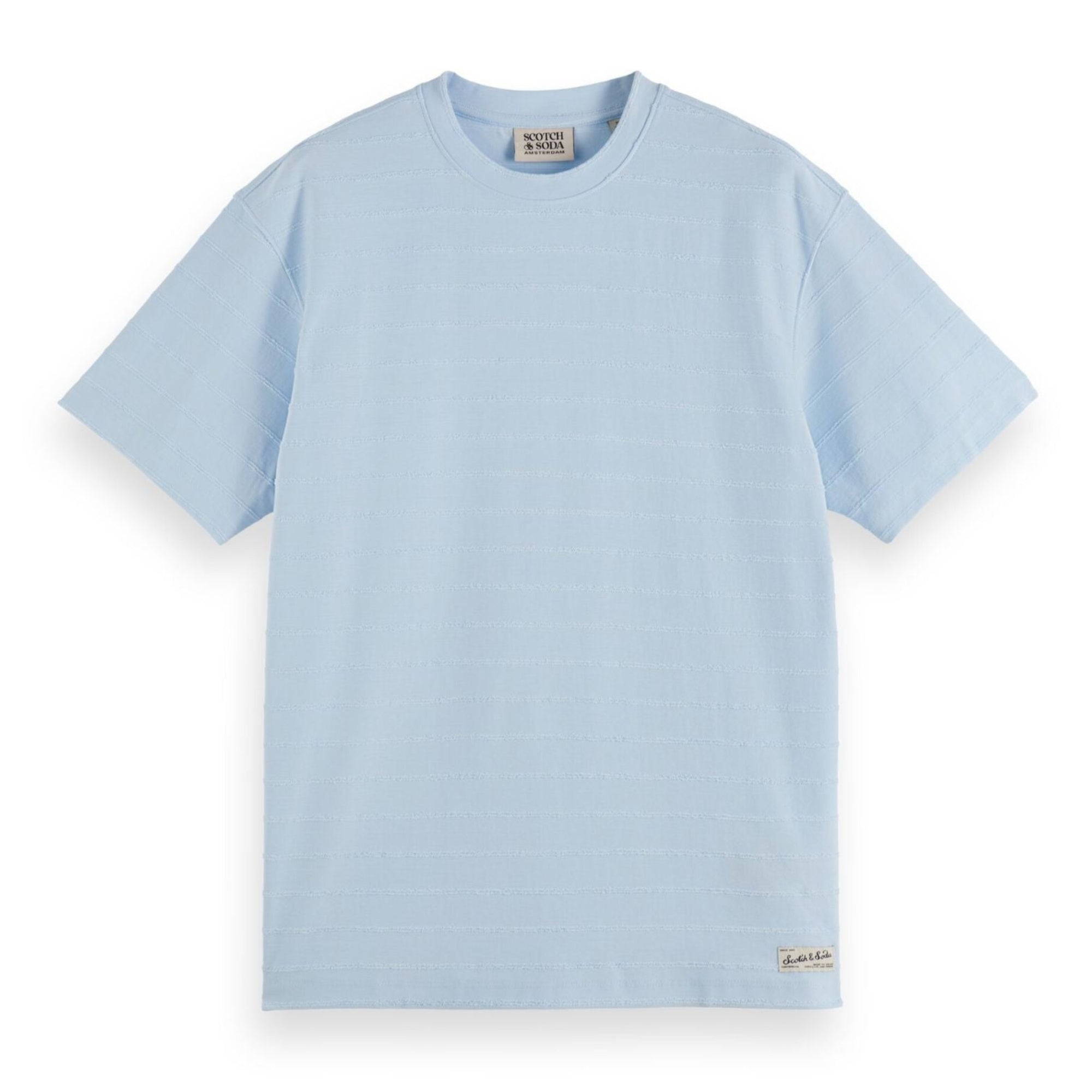 Blue Relaxed-Fit Towelling Striped T-Shirt