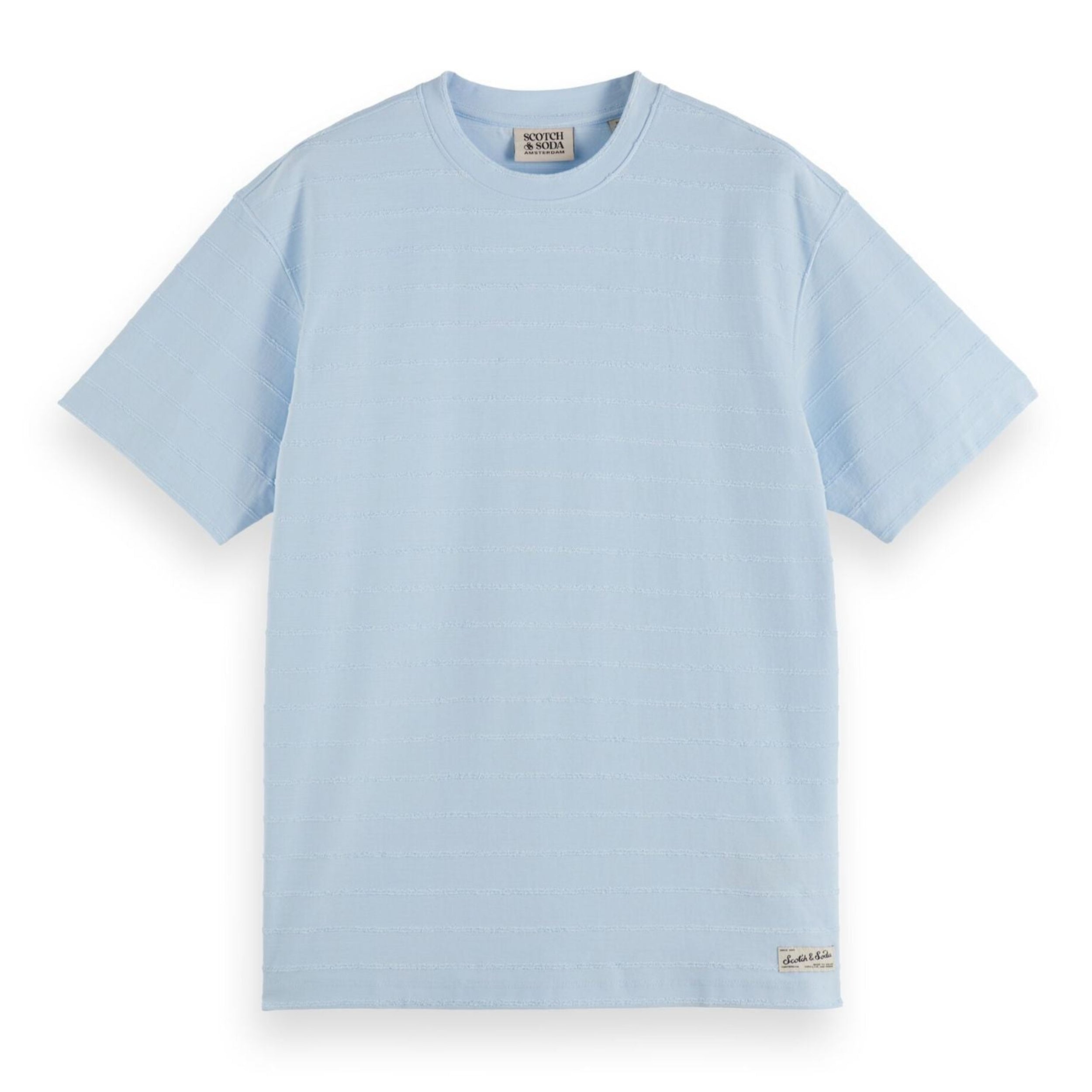 Blue Relaxed-Fit Towelling Striped T-Shirt
