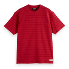 Red Relaxed-Fit Towelling Striped T-Shirt