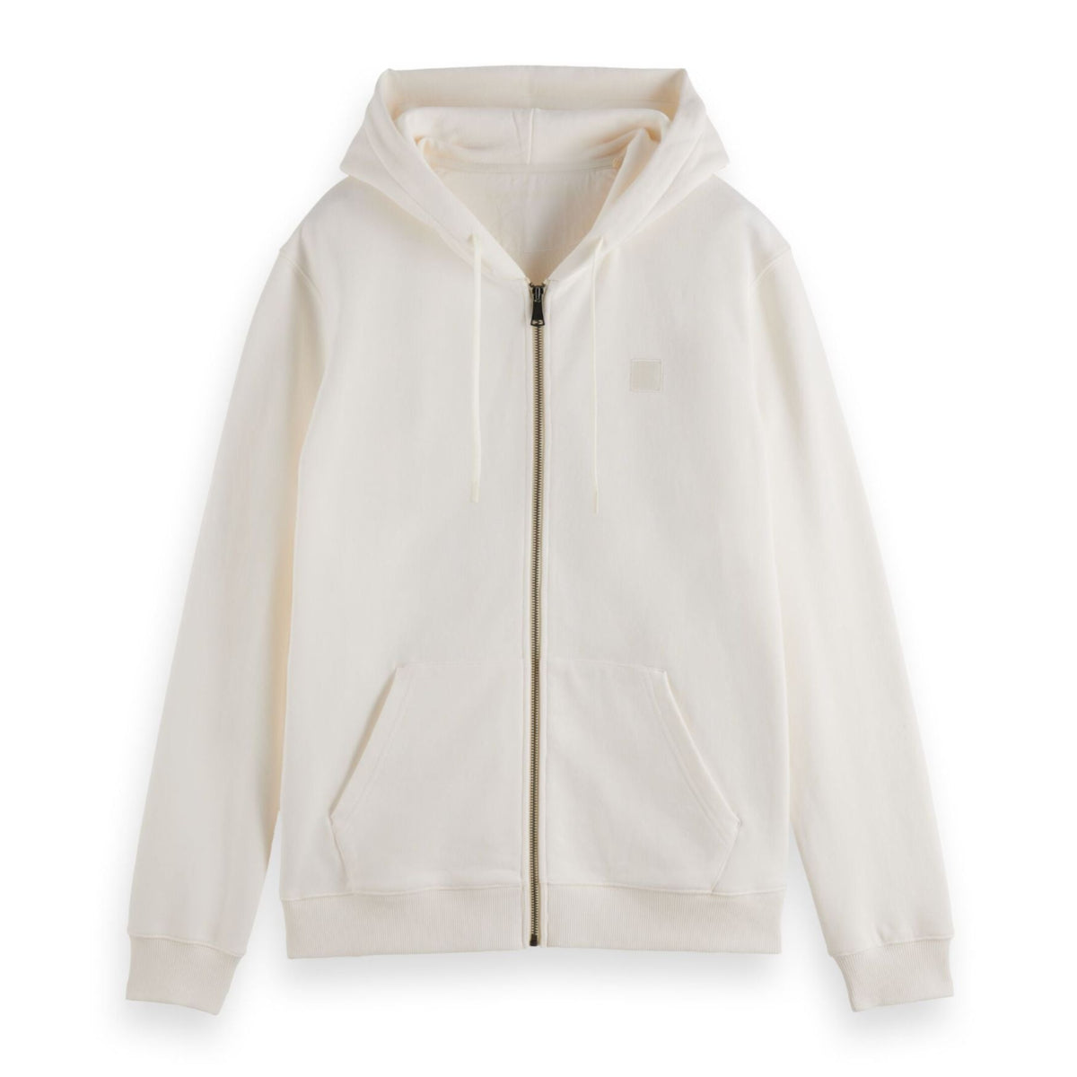 White Regular Fit Full-Zip Logo Hoodie