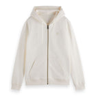 White Regular Fit Full-Zip Logo Hoodie
