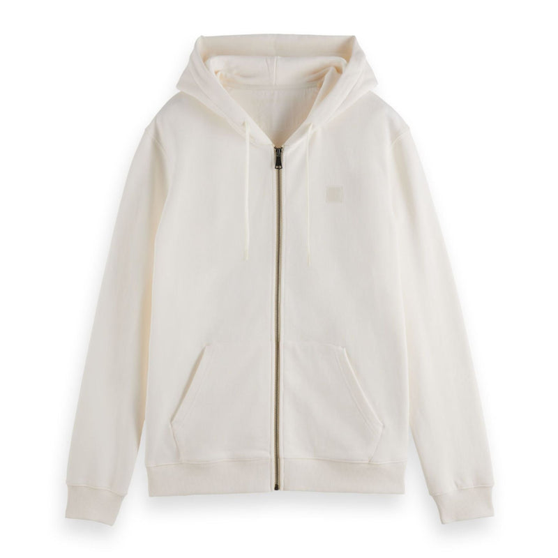 White Regular Fit Full-Zip Logo Hoodie
