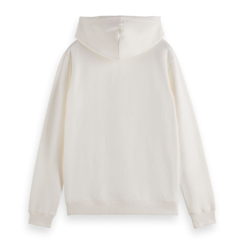 White Regular Fit Full-Zip Logo Hoodie