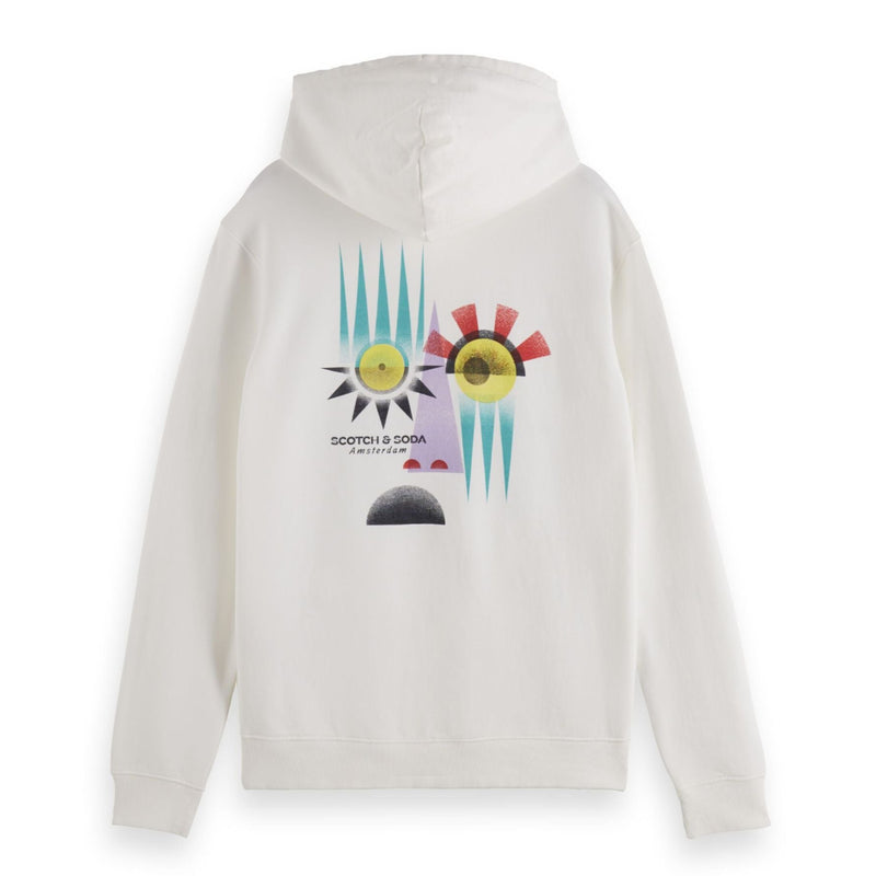 White Regular Fit Front And Back Artwork Hoodie