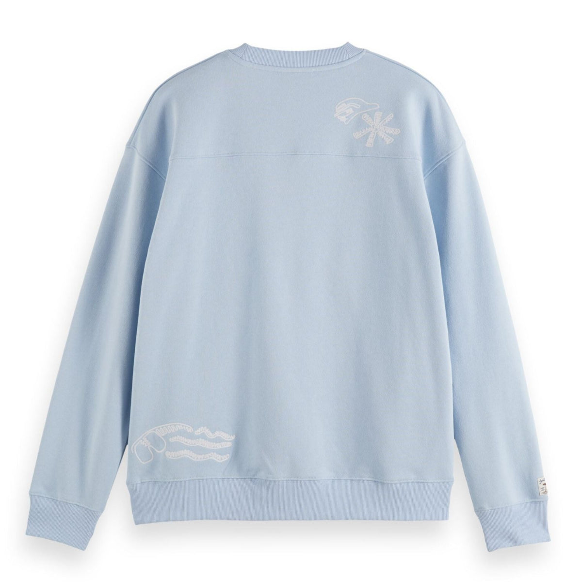 Blue Relaxed-Fit Slub Embroidered Sweatshirt