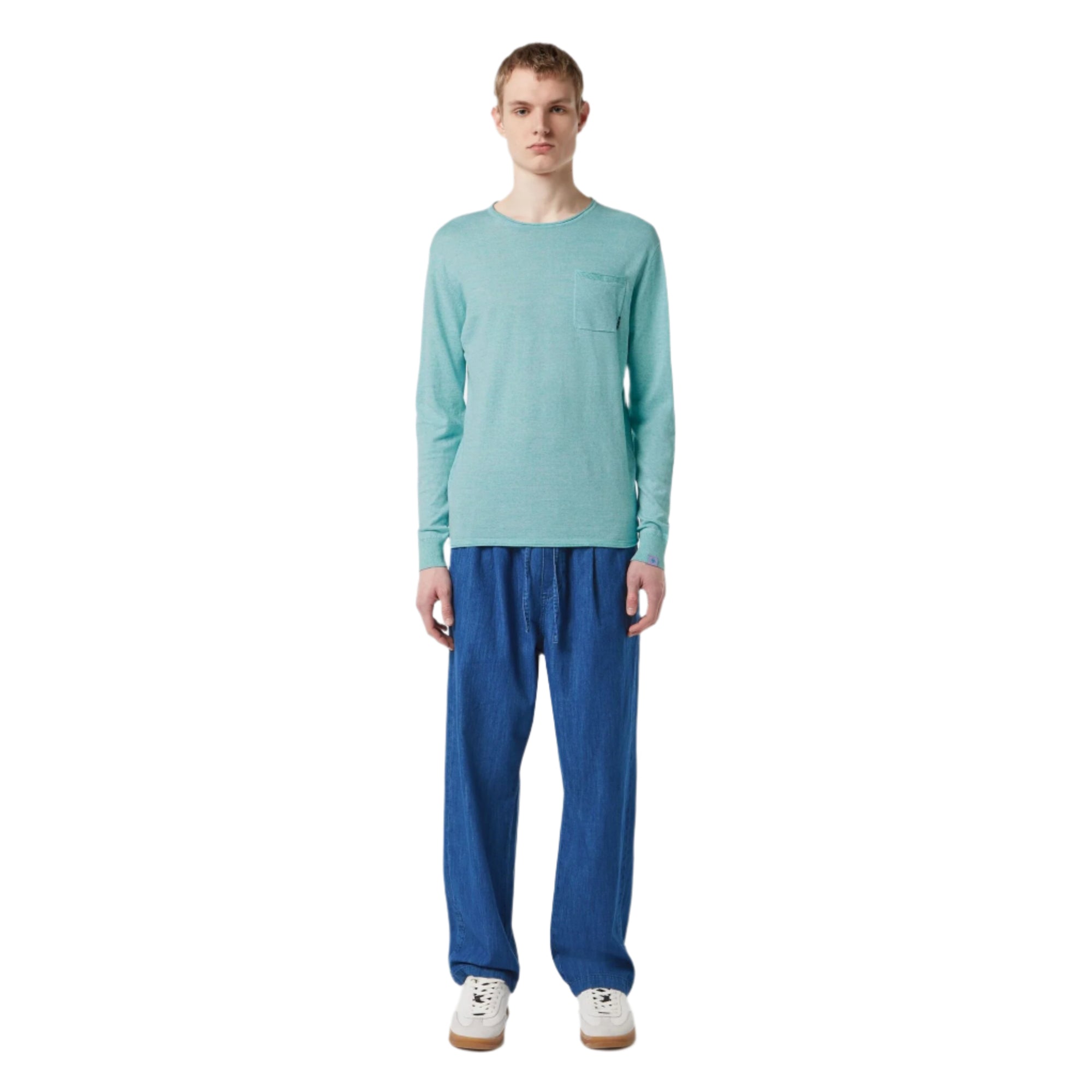 Blue Linen-Blend Sweater