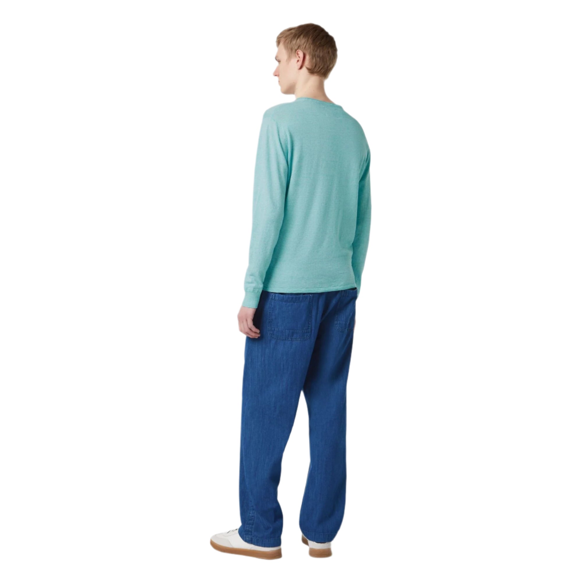 Blue Linen-Blend Sweater