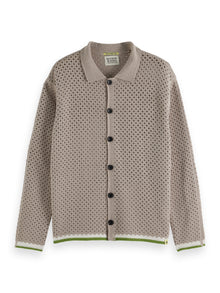 Gray Crochet Long-Sleeved Shirt